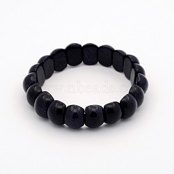 Synthetic Blue Goldstone Oval Bead Stretch Bracelets, 55~60mm(BJEW-J127-B09)