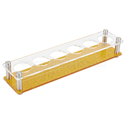 Glitter 6 Round Holes Acrylic Shot Glasses Holders, Beer Wine Glasses Organizer Rack for Family Party Bar Pub, Rectangle, Clear, 292x67x43mm, Inner Diameter: 38mm(AJEW-WH0348-73A)