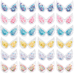 Gorgecraft 60Pcs 6 Colors Wing PVC Sequin Plastic Cabochons, for Hair Ornament & Costume Accessory, Mixed Color, 28x39.5x3.5mm, 10pcs/color(FIND-GF0005-42)