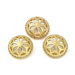 Brass Micro Pave Cubic Zirconia Pendant Bails, Peg Bails, for Half Drilled, Rack Plating, Long-Lasting Plated, Half Round Flower, Golden, 13x7.5mm, Pin: 1.5mm(KK-F891-07G)