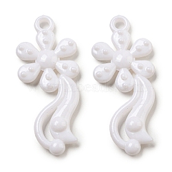 Opaque Acrylic Pendants, Flower Charms, White, 50x21x5mm, Hole: 3mm, about 308pcs/500g(SACR-L007-048A)