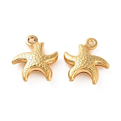 304 Stainless Steel Pendants, Starfish Charms, Golden, 12.5x11.5x3.4mm, Hole: 1mm(STAS-D243-06G)