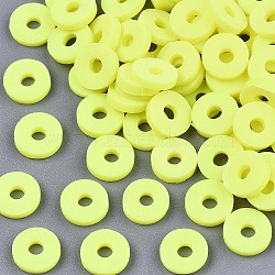 Handmade Polymer Clay Beads, for DIY Jewelry Crafts Supplies, Disc/Flat Round, Heishi Beads, Yellow, 8x1mm, Hole: 2mm, about 4667pcs/359g(CLAY-Q251-8.0mm-95)