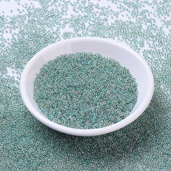 MIYUKI Round Rocailles Beads, Japanese Seed Beads, (RR277) Lime Lined Crystal AB, 11/0, 2x1.3mm, Hole: 0.8mm, about 5500pcs/50g