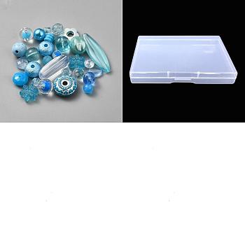 80G DIY Acrylic Beads & Pendants Mobile Phone Wrist Strap Making Finding Kit, Deep Sky Blue, 8~40x7.5~18.5x3.5~14mm, Hole: 1.2~3.8mm