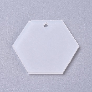 Transparent Acrylic Blank Pendants, Hexagon, for DIY Keychains or Jewelry, Clear, 43x49.5x2.5mm, Hole: 3.5mm