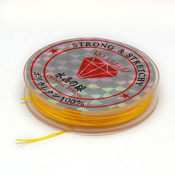 Flat Elastic Crystal String, String Cord Crystal Threads, Gold, 0.8mm, about 10.93 yards(10m)/roll