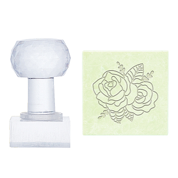 Plastic Stamps, DIY Soap Molds Supplies, Square, Rose Pattern, 34x34x18mm