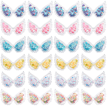 Gorgecraft 60Pcs 6 Colors Wing PVC Sequin Plastic Cabochons, for Hair Ornament & Costume Accessory, Mixed Color, 28x39.5x3.5mm, 10pcs/color