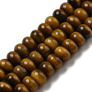 Natural Tiger Eye Beads Strands, Rondelle, Grade A, 6.5x4mm, Hole: 0.8mm, about 88pcs/strand, 15.16''(38.5cm)