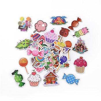 50Pcs Cartoon Lollipop Paper Sticker Label Set, Adhesive Label Stickers, for Suitcase & Skateboard & Refigerator Decor, Mixed Color, 23~79x37~75x0.3mm