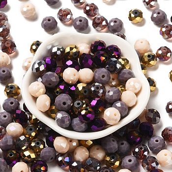 Glass Beads, Faceted, Rondelle, Purple, 10x8mm, Hole: 1mm, about 560pcs/500g