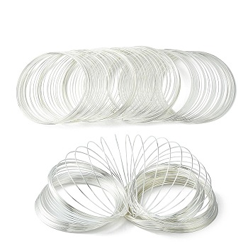 Steel Memory Wire, Round, for Collar Necklace Wrap Bracelets Making, Silver, 22 Gauge, 0.6mm, 60mm inner diameter
