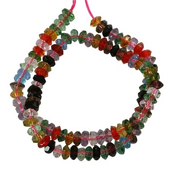 Faceted Glass Rondelle Beads Strands, Crystal Suncatcher, Mixed Color, about 6mm in diameter, 3mm thick, hole: 1mm, about 125pcs/strand, 15 inch