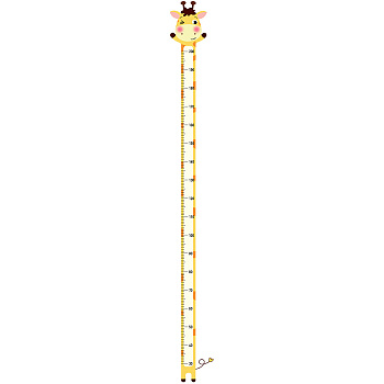 PVC Height Growth Chart Wall Sticker, for Kids Measuring Ruler Height, Giraffa, Yellow, 700x240mm, 2 sheets/set