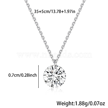 Flat Round Cubic Zirconia Pendant Necklaces(GX5986)-4