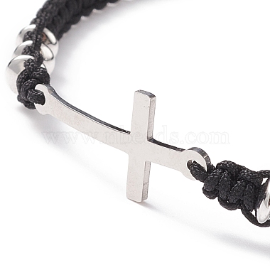 201 Stainless Steel Cross Link Bracelet(BJEW-TA00164-01)-4