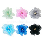 6Pcs 6 Colors Organza Ornament Accessories, Sewing Craft Decoration, 3D Flower, Mixed Color, 90~95x14~19mm, 1pc/color(DIY-TA0006-50B)