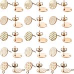 30Pcs 5 Style Ion Plating(IP) 304 Stainless Steel Stud Earring Findings, with Loop, Ear Nuts/Earring Backs and Hole, Textured Flat Round, Rose Gold, 13.5x10x1mm, Hole: 1.8mm, Pin: 0.8mm, 6pcs/style(STAS-UN0027-99)