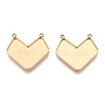 304 Stainless Steel Pendant Cabochon Component, Heart, Ion Plating(IP), with Two Holes, Real 18K Gold Plated, Tray: 13x21.5mm, 21x22x1.7mm, Hole: 1.5mm(STAS-Q113-31G)
