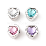 Opaque Acrylic with Rhinestone Beads, Mixed Color, Heart, 11.5x11.5x10mm, Hole: 4mm(OACR-Z020-02B)