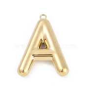 304 Stainless Steel Pendants, Ion Plating(IP), Letter Charm, Letter A, 38x28.5x7mm, hole: 2mm(STAS-I325-146G-A)