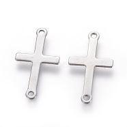 201 Stainless Steel Links connectors, Sideways Cross, Stainless Steel Color, 23x12.5x1.5mm, Hole: 1.4mm(STAS-L217-06P)