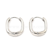 Brass Hoop Earrings, Oval, Platinum, 18x16x4mm(EJEW-I289-15P)
