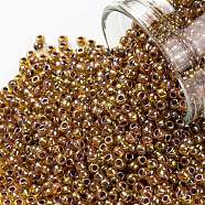TOHO Round Seed Beads, Japanese Seed Beads, (1825) Inside Color AB Hyacinth/Opaque Purple Lined, 11/0, 2.2mm, Hole: 0.8mm, about 1110pcs/bottle, 10g/bottle(SEED-JPTR11-1825)