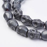 Non-magnetic Synthetic Hematite Beads Strands, Frosted, Skull, 10x8x7.5mm, Hole: 1mm, about 39pcs/strand, 15.55 inch(G-F396-16-8x10mm)
