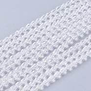 Faceted Glass Beads Strands, Teardrop, Clear, 5x3mm, Hole: 0.5mm, about 85~95pcs/strand, 16.5~18.7 inch(42~47.5cm)(X-GLAA-A036-F22)
