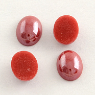 Pearlized Plated Opaque Glass Cabochons, Oval, FireBrick, 13x10x5mm(X-PORC-S804-10x14-24)