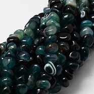 Dyed Natural Agate Chip Beads Strands, Dark Green, 10~11x10~11x10~11mm, Hole: 1mm, about 27pcs/strand, 15.7 inch(G-E329-16B)