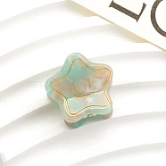 Cellulose Acetate(Resin) Star Hair Claw Clips, Small Tortoise Shell Hair Clip for Girls Women, Aquamarine, 25x25mm(OHAR-PW0003-030D)