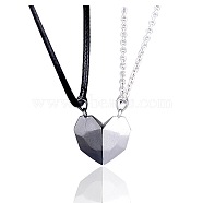 Valentine's Day Stainless Steel Magnetic Heart-shaped Couples Necklace Set with Peach Heart Pendant, Gunmetal & Stainless Steel Color(RE7695-5)