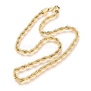 304 Stainless Steel Rope Chain Necklaces, with Lobster Claw Clasps, Real 18K Gold Plated, 19.7 inch(50cm), 5.8mm(NJEW-F226-03G-10)
