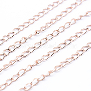 3.28 Feet Brass Twisted Chains Curb Chains, Unwelded, Lead Free & Nickel Free & Cadmium Free, Long-Lasting Plated, Real Rose Gold Plated, 2mm(X-CHC-L037-01RG)