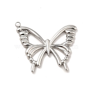 304 Stainless Steel Pendants, Butterfly Charms, Stainless Steel Color, 22x26.5x2mm, Hole: 1.6mm(STAS-E176-12P)