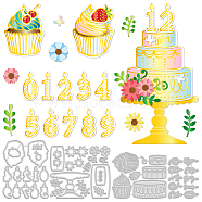 Birthday Cake Carbon Steel Hot Foil Plate Metal Dies, for DIY Scrapbooking Embossing, Photo Ablum Craft Making Template, Stainless Steel Color, Food, 84~123x63~119x0.8mm, 4pcs/set(DIY-WH0482-0008)
