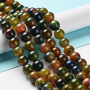 Natural Agate Beads Strands, Dyed & Heated, Round, Olive, 10mm, Hole: 1.2mm, about 38pcs/strand, 14.96''(38cm)(G-P516-A01-A04)