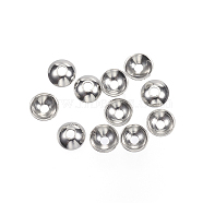 201 Stainless Steel Bead Caps, Round, Stainless Steel Color, 3x1mm, Hole: 0.5mm(X-STAS-F040-20F-P)