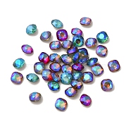 Glass Rhinestone Cabochons, Pointed Back & Back Plated, Faceted, Square, Mixed Color, 6x6x3mm(RGLA-G023-10A)