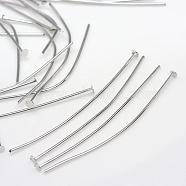 Iron Flat Head Pins, Nickel Free, Platinum, 50x0.6mm, 22 Gauge, about 2100pcs/500g, Head: 1.5mm(IFIN-R217-0.6x50-P-NF)