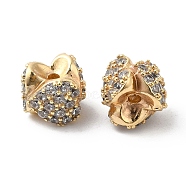 Brass Micro Pave Cubic Zirconia Spacer Beads, Heart, Real 18K Gold Plated, 6.5x5.5mm, Hole: 1mm(KK-P234-35G)