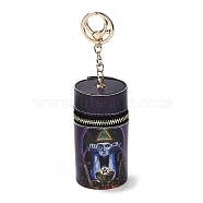 PU Imitation Leather Lipstick Pouch Holder Pendant Keychain, with Alloy Finding, Column, Star, 16.5cm(KEYC-E039-01KCG-05)