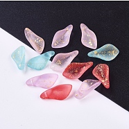 Frosted Glass Pendants, with Glitter Powder, Petal, Mixed Color, 17.5x8.5x4.5mm, Hole: 1mm(GLAA-L027-B)