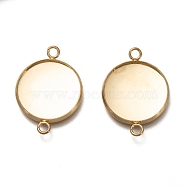 304 Stainless Steel Cabochon Connector Settings, Plain Edge Bezel Cups, Flat Round, Real 18K Gold Plated, Tray: 18mm, 27.5x20x2mm, Hole: 2.3~3mm(STAS-H130-23F-G)
