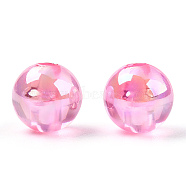 Transparent Acrylic Beads, AB Colors Plated, Round, Pearl Pink, 8mm, Hole: 2mm(MACR-YW0002-90A-04)