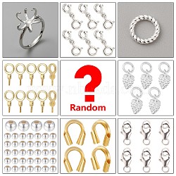 Lucky Bag, including Random Styles 925 Sterling Silver Pendant Bails, Beads, Clasps, Ring Settings, Linking Rings, Random Color, 10~105mm(DIY-LUCKYBAY-101)