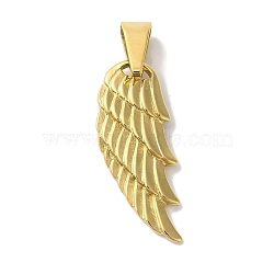 Ion Plating(IP) 304 Stainless Steel Pendants, Wing Charm, Golden, 30x11.5x2.5mm, Hole: 8x5mm(STAS-Z075-22G)